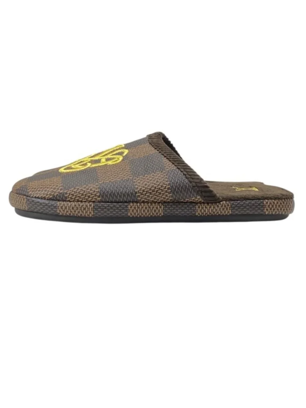 Louis Vuitton Palace Line Slippers Mules Damier Leather Pile Ebene Brown